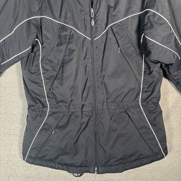 Obermeyer Ridge Line Ski Snow Jacket Women Size 8 Black Gorpcore Detachable Hood - Picture 2 of 16